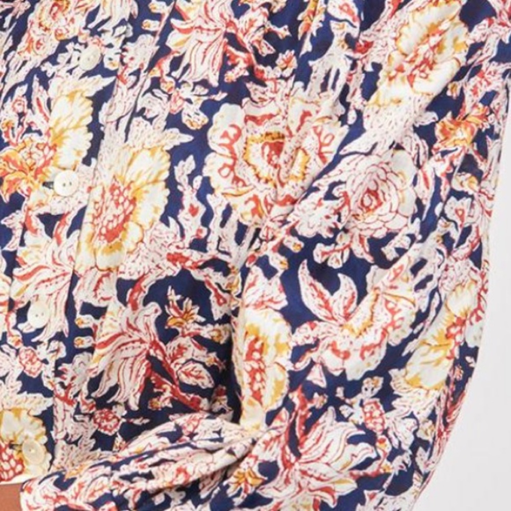 Anthropologie Antik Batik Cotton Puff Sleeve Button Up Gauzy Dress Medium - Picture 2 of 4